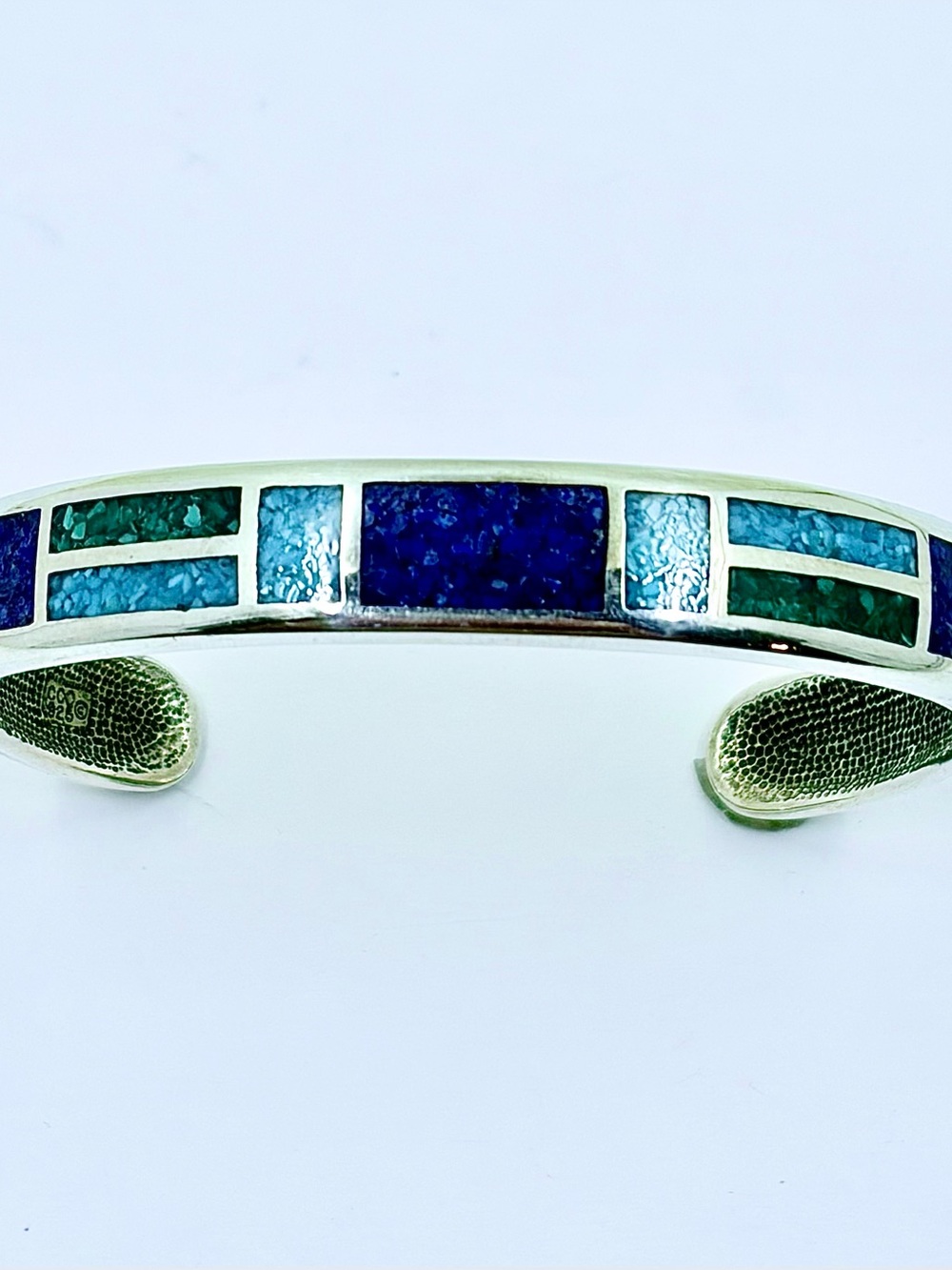 Vintage CCO Sterling Stone Inlay Cuff Bracelet